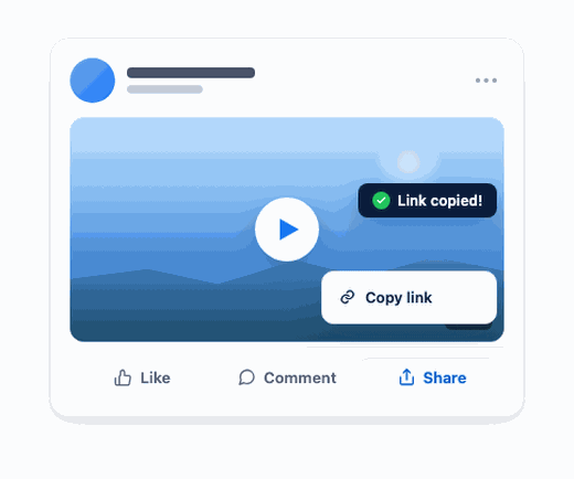 Copying the share link from a video post